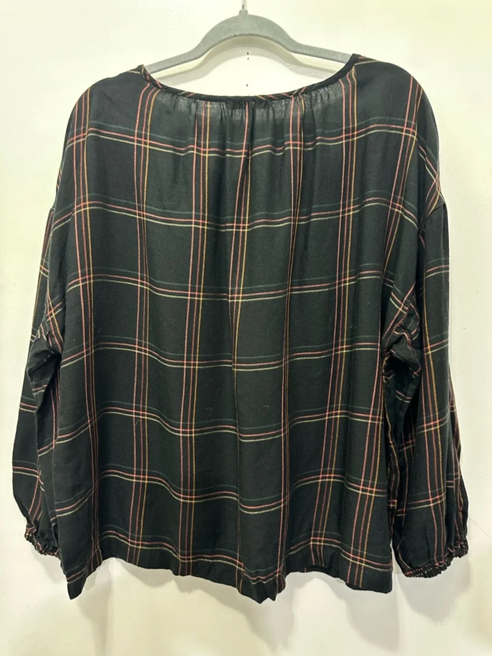 Madewell Skirred Peasant Top in Windowpane Sz XL - Picture 12 of 12